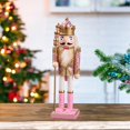 thumbnail image 5 of Christmas Nutcracker Ornament 12inch Sculpture for Shelves Tabletop Festival Pink, 5 of 8