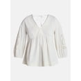 thumbnail image 6 of Time and Tru Women's Long Sleeve Poet Sleeve Broderie Anglaise Top, Sizes XS-XXXL, 6 of 6