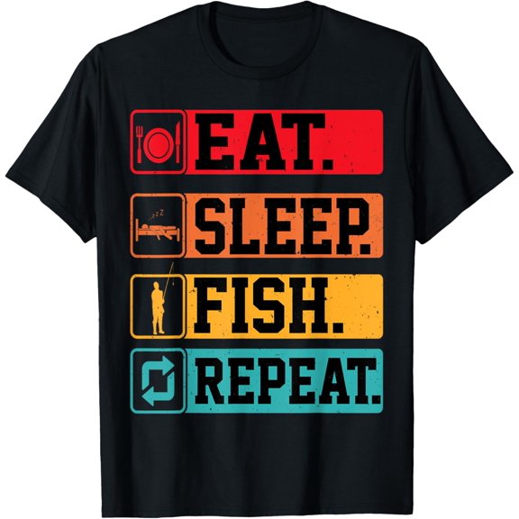Eat Sleep Fish Repeat Fishing Lovers Boys Kids Men Fisherman T-Shirt