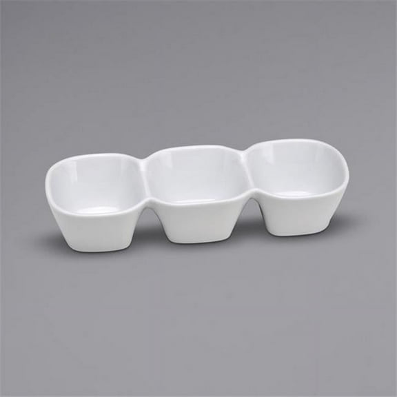 3-Compartment Porcelain Bowl, Bright White