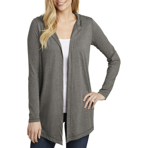JustBlanks Women's Perfect Tri Hooded Cardigan, Grey Frost, 4XL