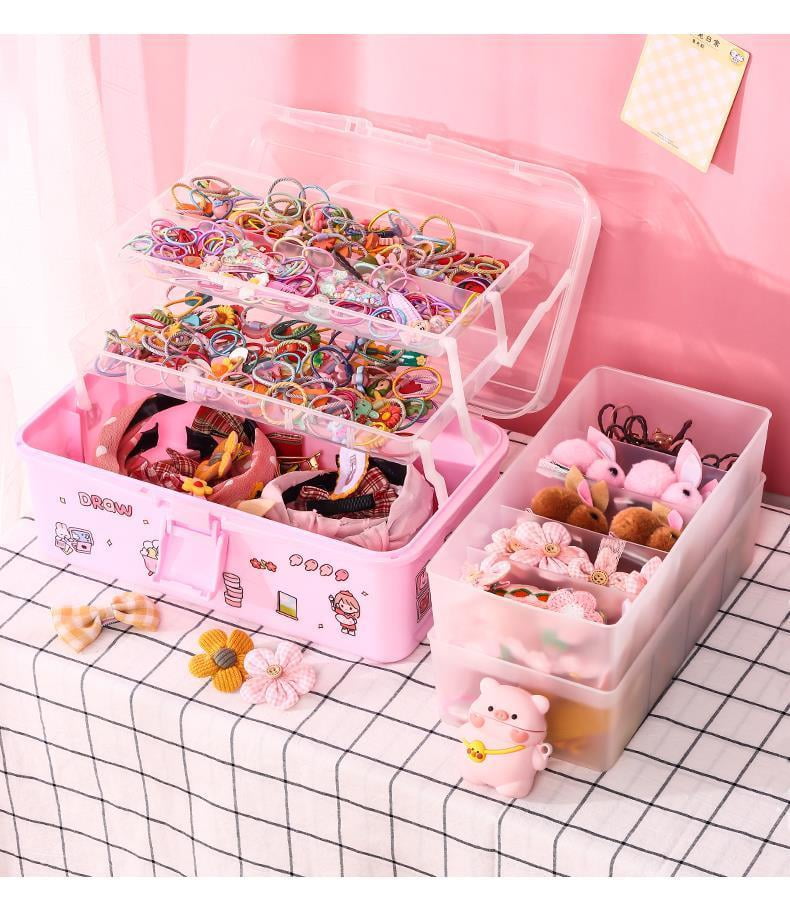 Dropship Children's Hair Accessories Storage Box Hair Clip Headdress  Cosmetic Head Rope Desktop Layered Jewelry Box to Sell Online at a Lower  Price
