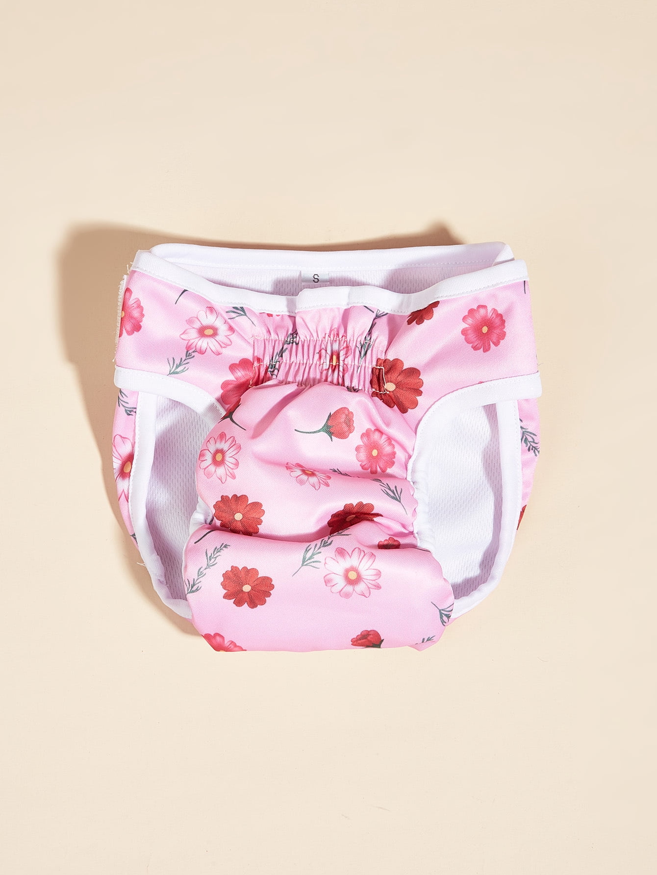 Pet Soft Washable Female Diapers Cute Flower Dog Diapers, Comfort Reusable Doggy Diapers for Girl Dog in Period Heat