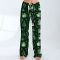 thumbnail image 6 of Women's Fashion Loose Casual Christmas Snowman Print Pants with Drawstring Elastic Waist, Comfortable Sleepwear and Loungewear Trousers for Home,Green,L, 6 of 7