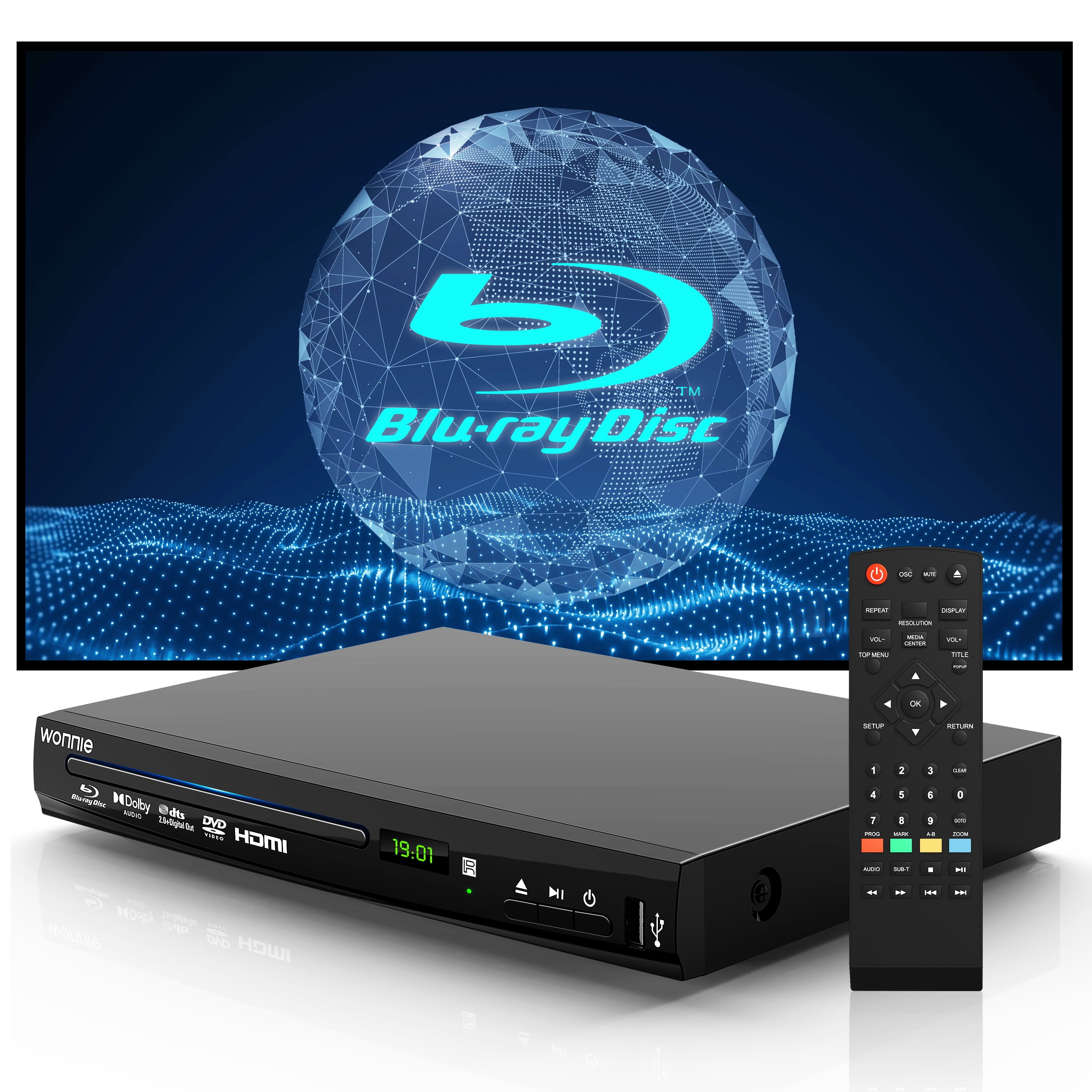 elasticitet Autonom Et kors WONNIE Blu Ray DVD Player for TV, Built-in PAL/NTSC System - Walmart.com