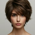 thumbnail image 5 of YQHZZPH Exquisite European Style Women's Short Wig - Luxuriously Voluminous Straight Synthetic Fiber With A Graceful Middle Part Perfect For Fashionable Sences, 5 of 6