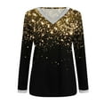 thumbnail image 5 of Sequin Tops for Women Deep V Neck Long Sleeve Glitter Graphic Print Tee Shirts Business Casual Loose Fit Tunic Blouses, 5 of 5