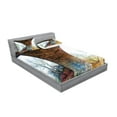 thumbnail image 2 of Ambesonne Rustic Fitted Sheet & Pillow Sham Set, Pillar of Stone Bridge, Full, Brown Green, 2 of 2