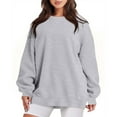 thumbnail image 2 of Aboser Womens Oversized Sweatshirts Trendy Solid Color Tops Fall Basic Crewneck Sweatshirt Fleece Long Sleeve Pullover Fall&nbsp;Deals&nbsp;on&nbsp;Prime&nbsp;Day, 2 of 4