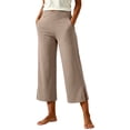 thumbnail image 3 of SwiftWear Women's Wide Leg Capri Pants with Pockets Cross Waistband Side Slit Casual Work Yoga Cropped Trousers, 3 of 9