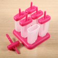 thumbnail image 2 of Juego de moldes para zumo congelado, bandeja de plástico para cubitos de helado con forma de 6 tazas, forma de paleta roja rosa, 1 Juego, 2 of 2