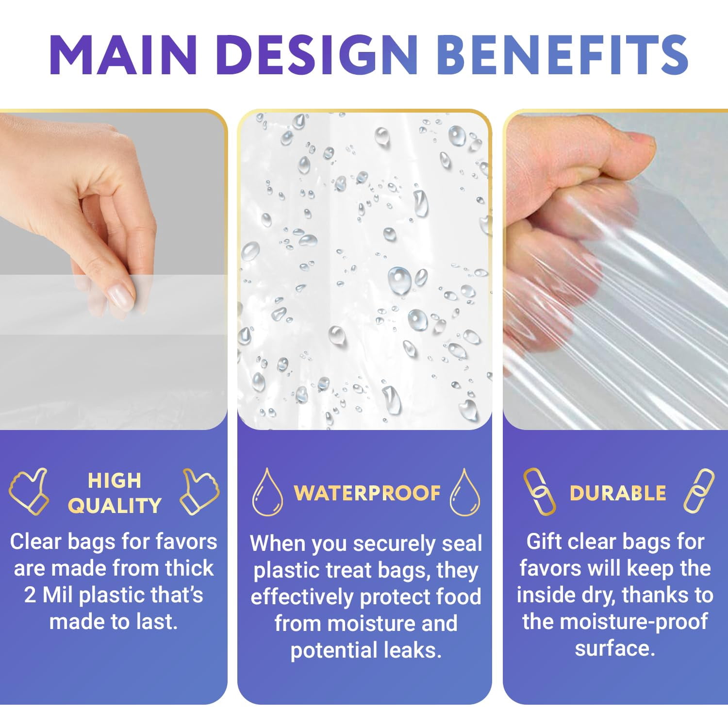Clear Gusseted Plastic Food Bags, 2 Mil Thick Poly Produce Bags, 600 Count, 15 x 9 x 24 in