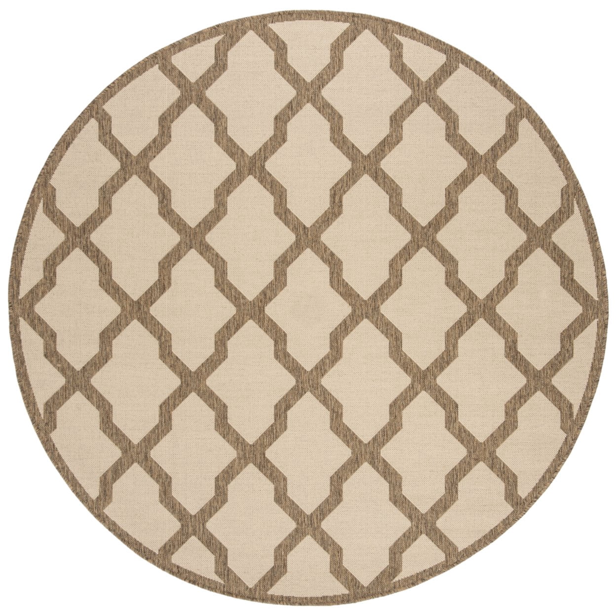 SAFAVIEH Beach House Loraine Trellis Indoor/Outdoor Area Rug Cream/Beige, 6'7" x 6'7" Square