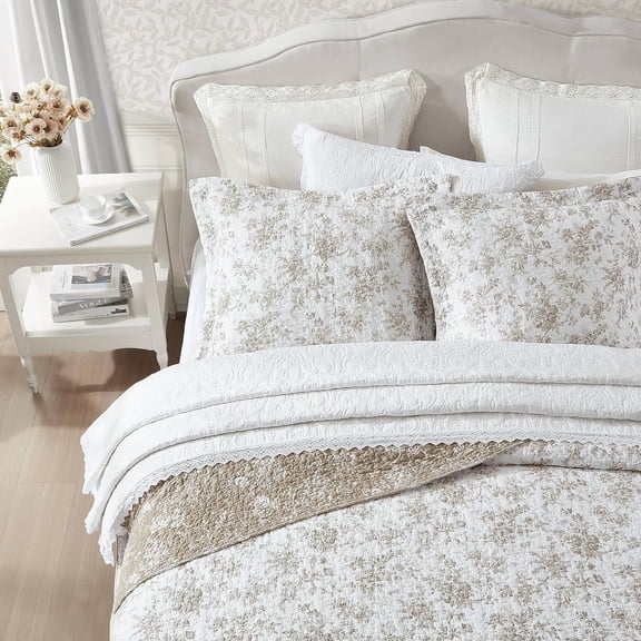 - Twin Quilt Set, Reversible Floral Cotton Bedding with Matching Sham, Home Decor for All Seasons (Walled Garden Brown, Twin)