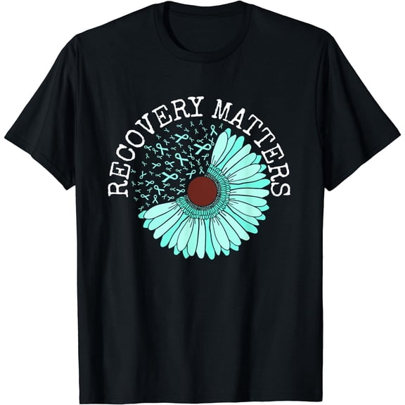 Recovery Matters Drug Alcohol Awareness Addiction Ribbon T-Shirt Black Small