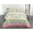 thumbnail image 3 of Ambesonne Shabby Flora Quilted Bedspread Set 3 Pcs, Country Rose Hearts, Queen Size, Multicolor, 3 of 5