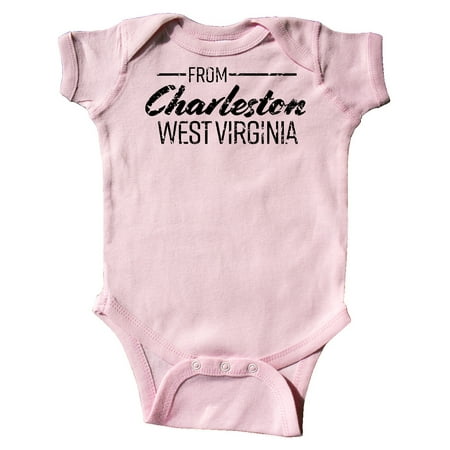 

Inktastic From Charleston West Virginia in Black Distressed Text Gift Baby Boy or Baby Girl Bodysuit
