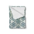 thumbnail image 2 of Winter Soft Flannel Fleece Throw Blanket, Mandala Style Floral Round with Damask Elements Retro Graphic Ornaments, Cozy Plush for Indoor and Outdoor Use, 50" x 60", Teal Cream, by Ambesonne, 2 of 6