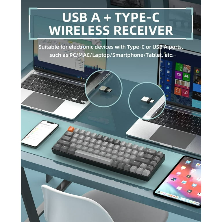 ZIYOULANG K68 60% Wireless Mechanical Keyboard, Bluetooth 5.0/2.4