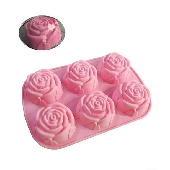 RYUJNDK Rose Flower Shaped Silicone Chocolate Mold Handmade Candy Mould 6 Slot Dessert Baking Mold Pastries Decorating Supplies