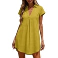 thumbnail image 4 of TRUNZI Beach Cover Ups for Women Short Sleeve V Neck Flowy Loose Fit Lightweight Bathsuit Swimwear Dresses Yellow L, 4 of 7