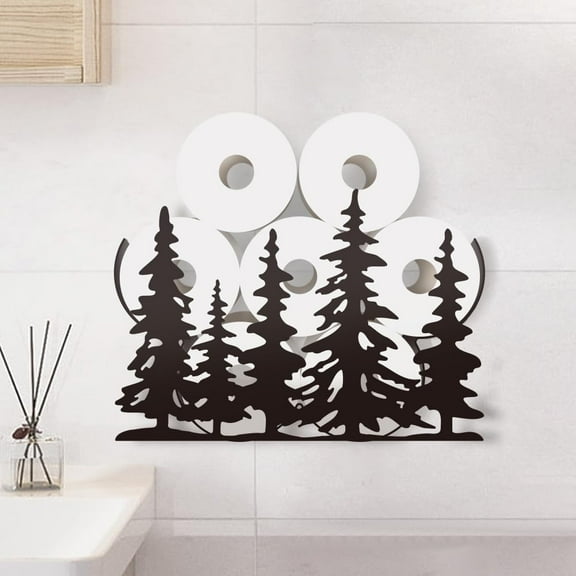 Forest Toilet Paper Holders Tree Toilet Paper Holder Shelf Wall Mount Toilet Paper Storage for Extra 8 Rolls Metal Black Toilet Paper Organizer Toilet Paper Roll Holder for Bathroom Decor Black 1set
