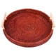 thumbnail image 1 of Bandeja redonda tejida a mano con asa de madera, organizador decorativo para pan Medio marrón oscuro, 1 of 9