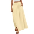 thumbnail image 3 of TaTaai Women's High Waist Maxi Skirt Solid Color Tie Detail Hollow Out Long Skirt Tiered Ruffle Hem Boho Summer Skirt Gift, 3 of 8