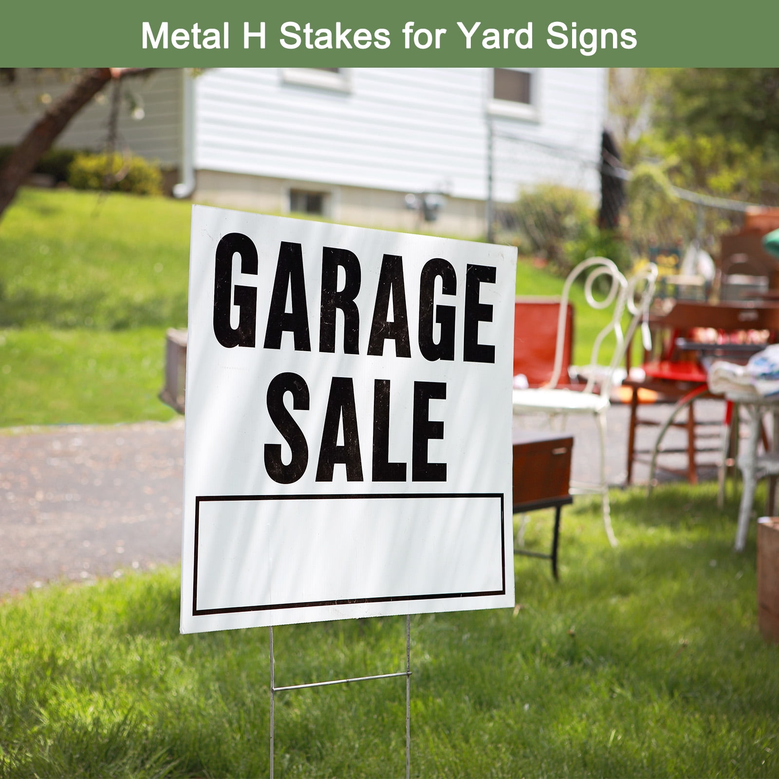 Uxcell Yard Sign Stakes, 15"x6" Metal H Stakes, Lawn Sign Holder for Party Yard, Garage Sale, Open House, 12 Pack
