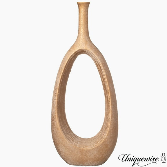 Uniquewise Fiberglass Floor Vases Modern Bohemian Ornamental Oval Design with Open Center for Entryway Living Room Bedroom Office Minimalist Home Decor Accent and Artistic Display Piece