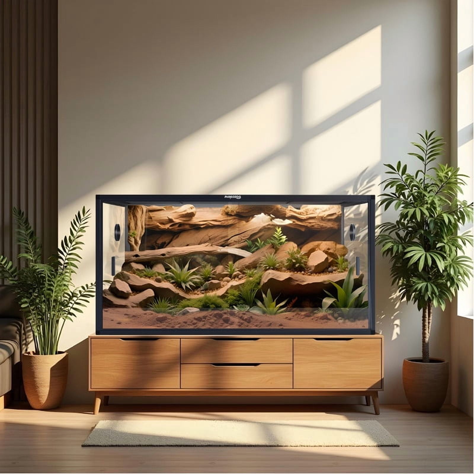 Phailozoo 120 Gallon Reptile Enclosure, 4x2x2 Bearded Dragon Tank