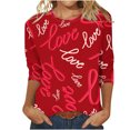 thumbnail image 2 of Fiudx Ofertas Del Día Blusa Holgada con Estampado de Pascua y Cuello Redondo Retro de Manga Tres Cuartos a La Moda para Mujer, 2 of 4