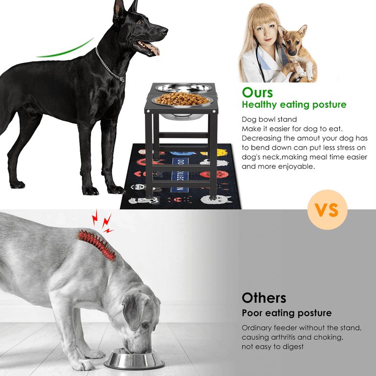 Free Shipping! SHAINFUN Metal Elevated Dog Bowls for Large Dogs, 16"" Tall Raised  Dog Stand with Stainless Steel Bowls" - Walmart.com