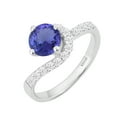 thumbnail image 2 of Sterling Silver with Natural Tanzanite and White Zircon Promise Ring, 2 of 3