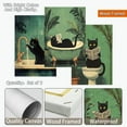 thumbnail image 2 of Funny Black Cat Bathroom Canvas Wall Art Cute Cat Wash Its Paws Reading Newspaper Poster Modern Abstract Green Aesthetic Animal Prints Painting For Bathroom Toilet Wall Decor Unframed, 2 of 6
