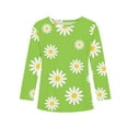 thumbnail image 5 of Abcomgle Girls Long Sleeve T Shirts Size 6-7 Crewneck Fall Shirts for Kids Girls Casual Basic Top for Girls Loose Daisy Flower Print Blouses for Girls 6-7 Years,Green, 5 of 6
