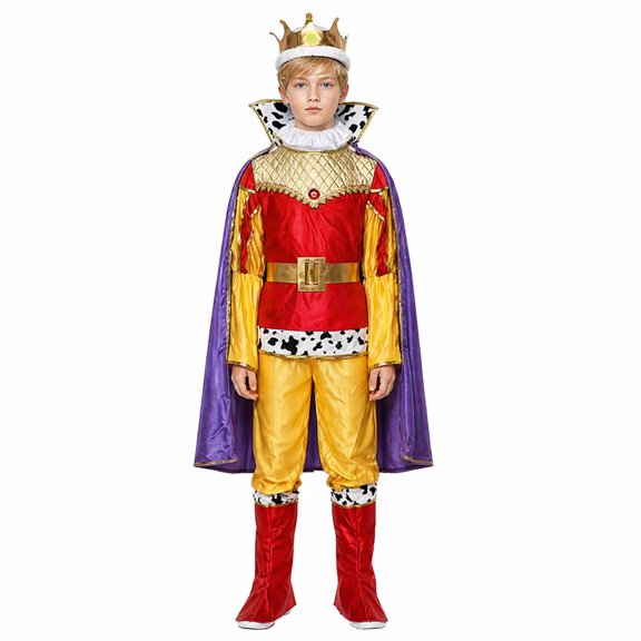 Tisuna Halloween Prince Outfit Set For Little Boys Graphic Print Long Sleeve Tops And Pants Set With Matching Accessories Trendy Kids Festival Theme Party Dress Up Clothes