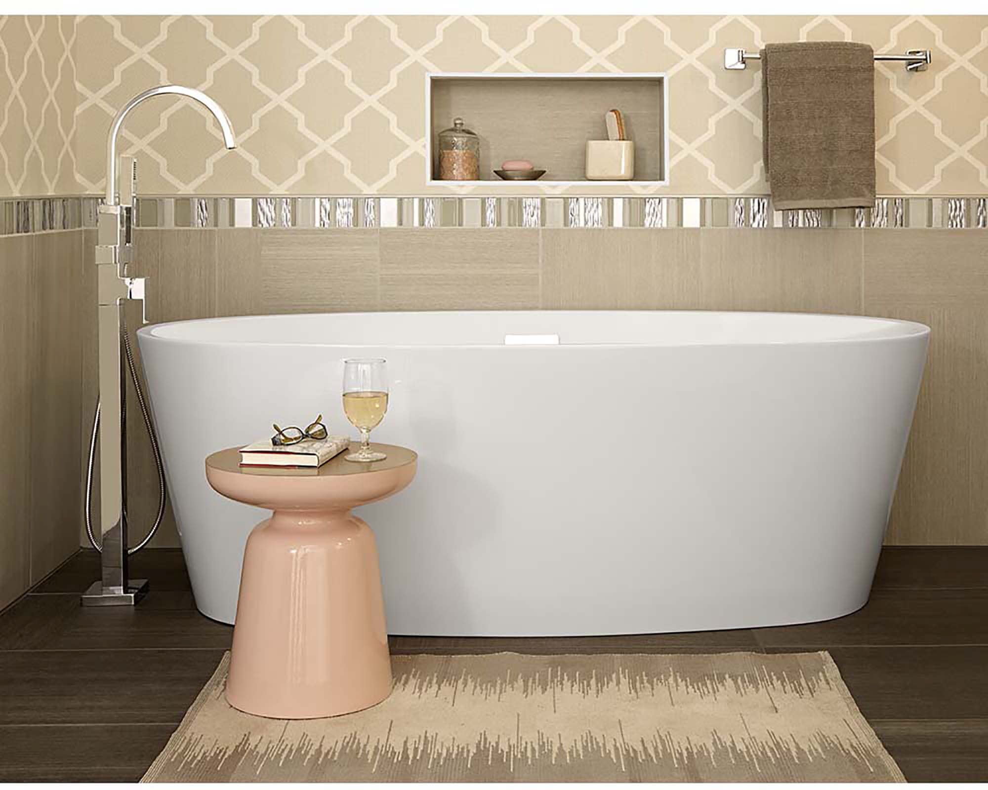Contemporary Square Freestanding Bathtub Faucet With Lever Handle for Flash Rough-In Valve, Chrome