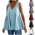 thumbnail image 7 of Lovskoo Summer Tops for Women 2024 Babydoll Shirts Tank Tops V Neck Sleeveless Trendy Casual Solid Color T Shirt Blouse Casual Tops Burgundy, 7 of 7
