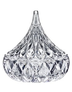 Reeses Crystal Candy Dish with Lid and Frosted Logo 