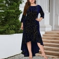 thumbnail image 2 of Taqqpue Wedding Guest Dresses for Women Plus Size Velvet Dress Fall Winter Long Sleeve Round Neck High-Low Hem Midi Dress Formal Maxi Dress Evening Party Cocktail Dress, 2 of 6