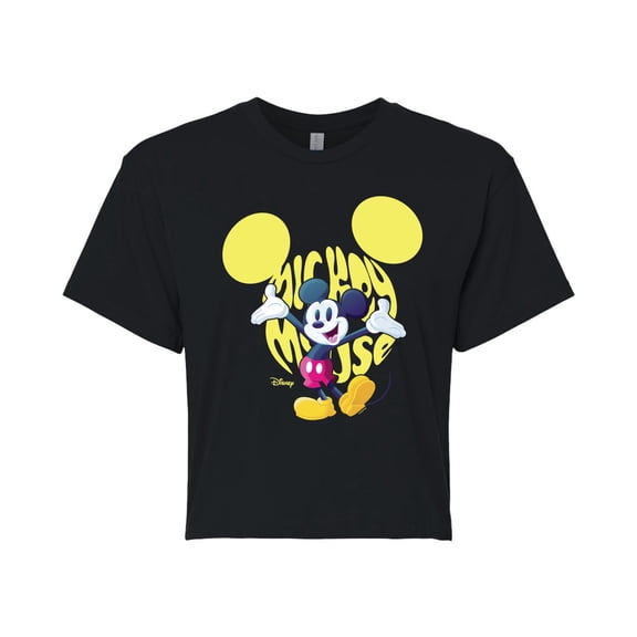 Disney - Mickey Logo - Juniors Cropped Cotton Blend T-Shirt