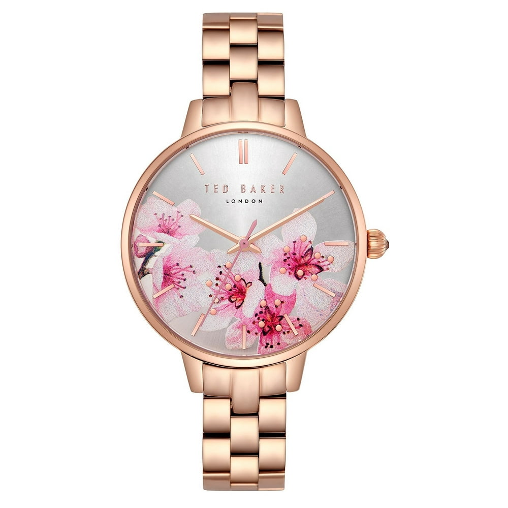 Ted Baker Ted Baker Kate Silver Flowers Dial Rose Gold Steel Women