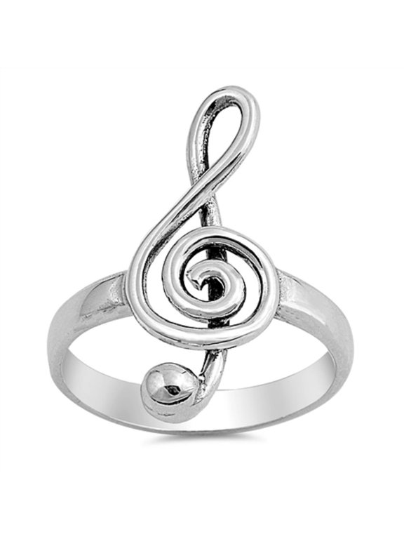 Oxidized Sterling Silver Classic Music Note Ring