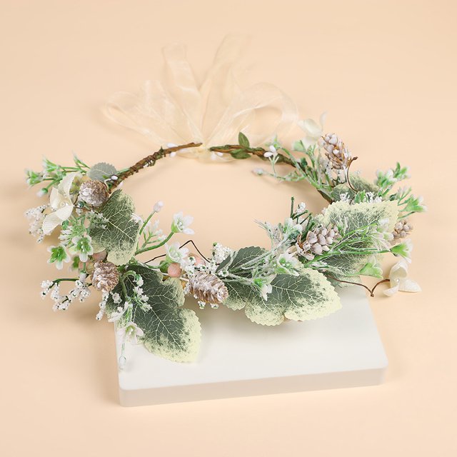 Diadema de guirnalda Tocado de novia Tocado retro de Bohemia Turismo Vacaciones Tocado de guirnalda artificial