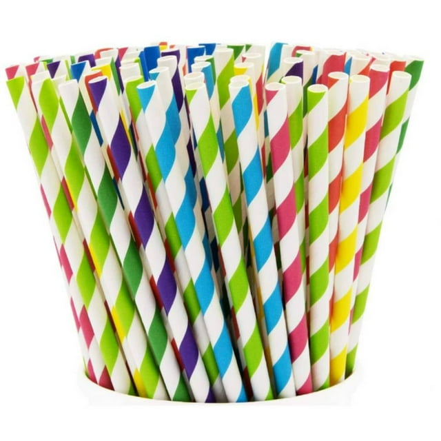 Biodegradable Straws Disposable Paper Straws for Drinking Assorted 100/200-Pack