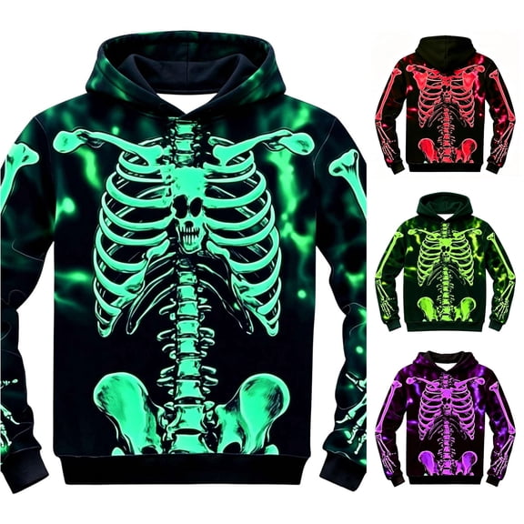 HNMKIU Boys Halloween Skeleton Top Soft Comfortable Kids T-Shirt With Graphic for Toddlers Children