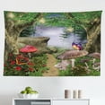 thumbnail image 1 of Mushroom Tapestry, Mushrooms Magic Place Imaginary Clouds Clipart Leaves Poppies Spellbound, Fabric Wall Hanging Decor for Bedroom Living Room Dorm, 2 Sizes, Orange Taupe, by Ambesonne, 1 of 1