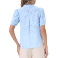 thumbnail image 3 of INSPIRE CHIC Eyelet Tops for Women Summer Short Sleeve Casual V Neck Hollow Out Shirts XL Light Blue, 3 of 6