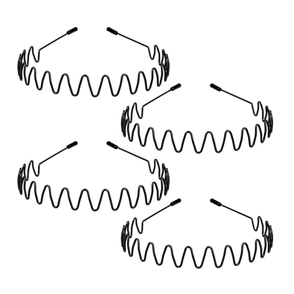 Metal Headbands for Men Fashion Headbands for Women, Unisex Wide Wavy Headbands Outdoor Sports Headbands Simple Elastic Non-Slip Hair Accessories (4 Pack)